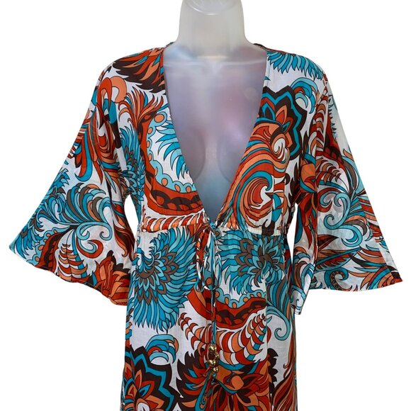 Milly Cabana Womens V-Neck Printed Tunic Cover-Up Dress Size S Multicolor Swimwe - Picture 7 of 8